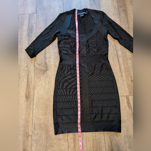 french connection black bodycon dress, 3/4  sleeves -size 8 - Picture 6 of 6